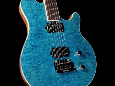 Ernie Ball Music Man BFR Axis Super Sport Tremolo Electric Guitar Aqua Blue Quilt Top Supply