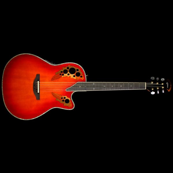 Used 2012 Ovation Custom Elite C2078AX Acoustic Guitar Red Tear Drop For Discount